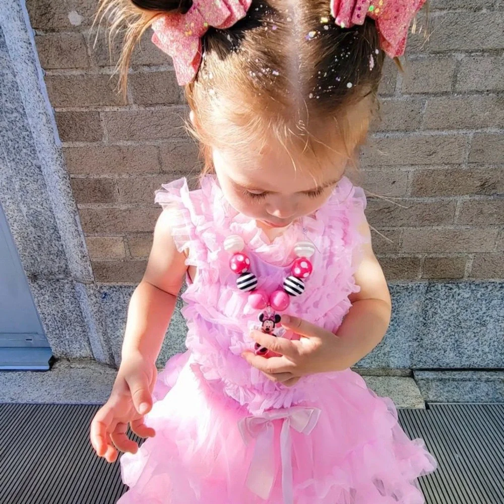 Minnie Mouse Inspired Bubble Gum Necklace Adjustable Kids Disney Style